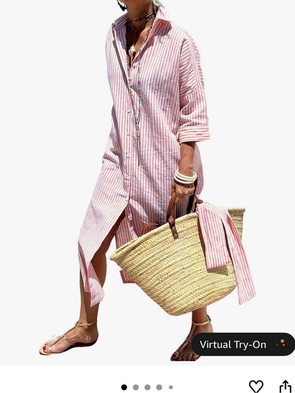 Striped Pink Button-Down Maxi Dress